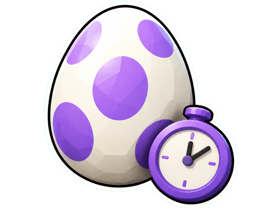 A patterned Roblox-style egg beside a timer